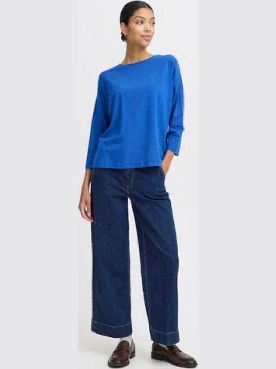 High Waist Women's Jean Trousers Blue Denim