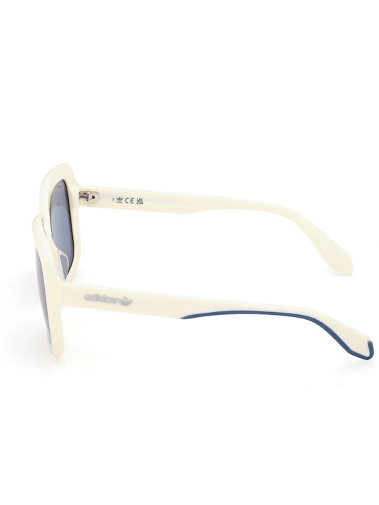 adidas Women's Sunglasses with White Plastic Frame and Blue Lens OR0065 21V