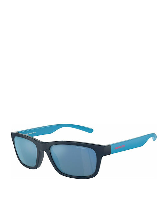 Arnette Unisex Sunglasses with Blue Horn-Rimmed Frame and Blue Mirror Lens AN4340 275422