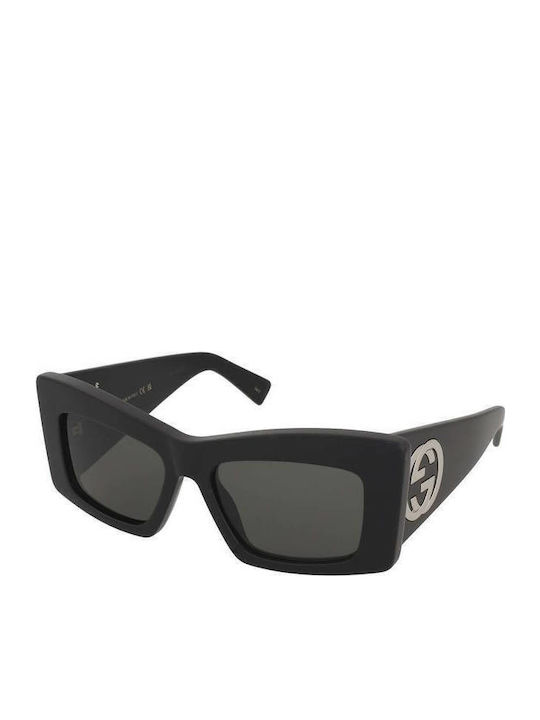 Gucci Women's Sunglasses with Black Horn-Rimmed Frame and Grey Lenses GG1842S 001