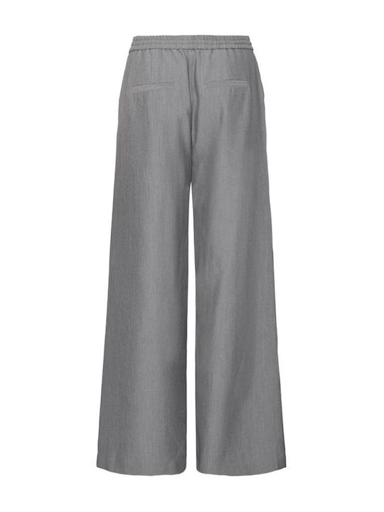 Women's Fabric Trousers with Elastic Grey Melange