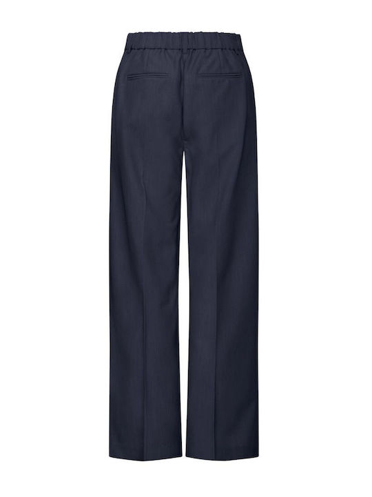 Women's Fabric Trousers with Elastic Black