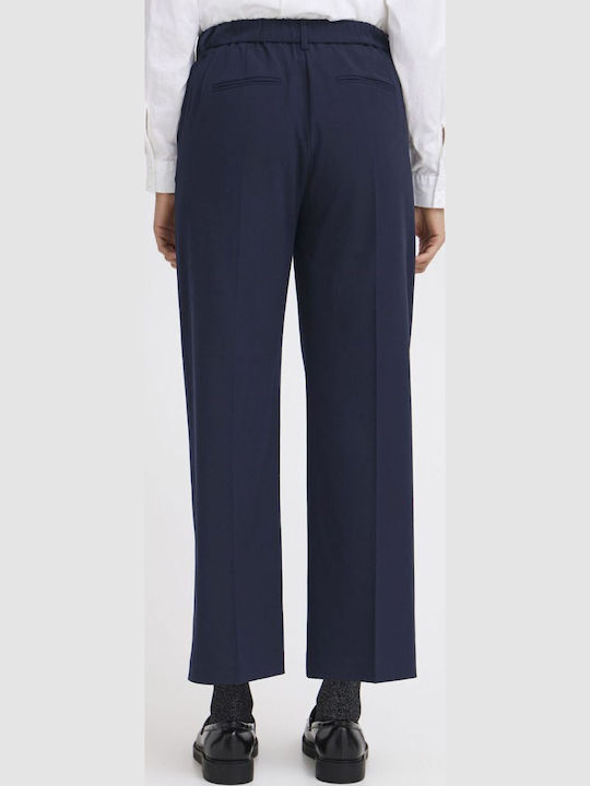 Women's Fabric Trousers with Elastic Black