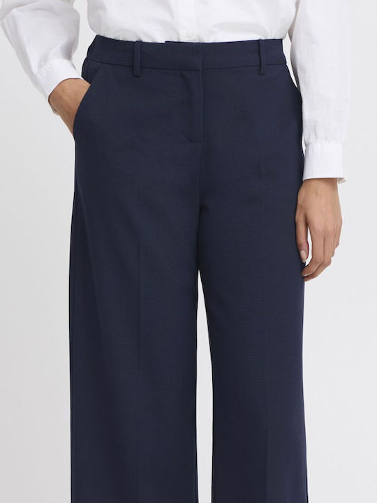 Women's Fabric Trousers with Elastic Black