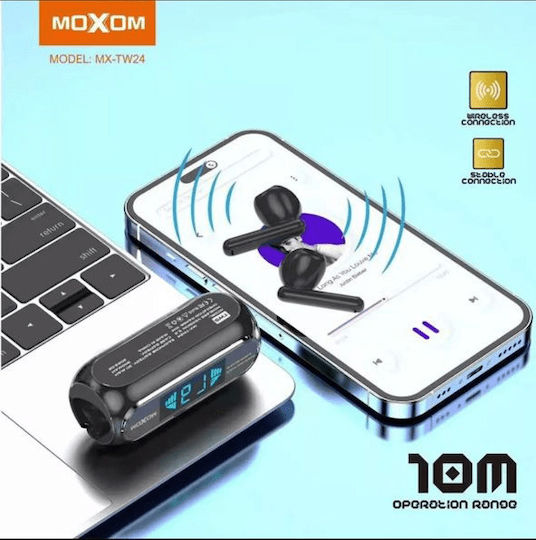 Moxom MX-TW24 In-ear Bluetooth Handsfree Ακουστικά με Θήκη Φόρτισης Λευκά