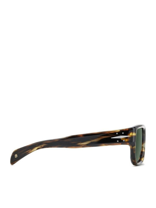 David Beckham Men's Sunglasses with Brown Tartaruga Plastic Frame and Green Lens DB 7132/S WR9/QT