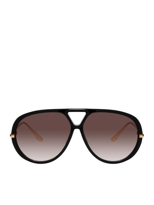 Fano Unisex Sonnenbrillen mit Schwarzem Horn umrandetem Rahmen und Schwarzem Glas
