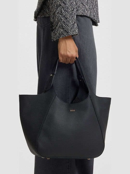 Leder Damentasche Tote Handtasche Schwarz