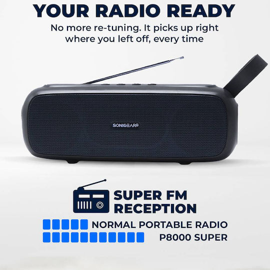 Sonic Gear Super Bass Ηχείο Bluetooth 20W με Ραδιόφωνο και Διάρκεια Μπαταρίας έως 6 ώρες Graphite