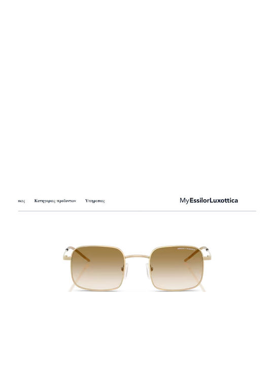 Armani Exchange Unisex Sunglasses with Gold Metal Frame and Gold Gradient Mirror Lens