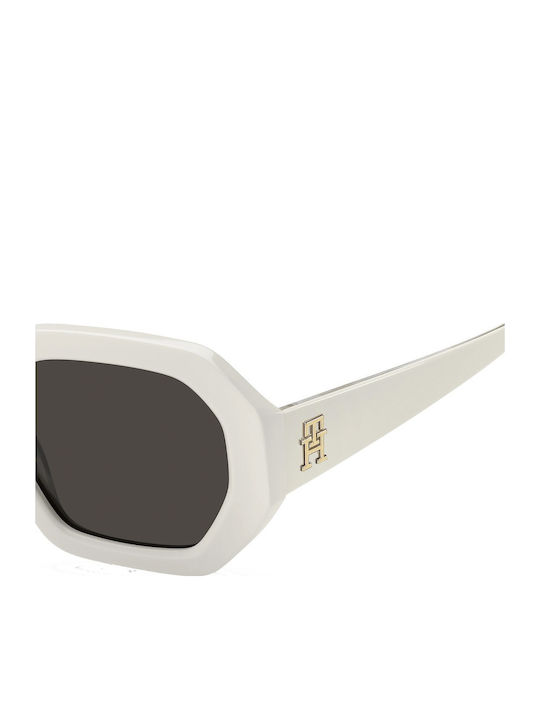 Tommy Hilfiger Feminini Ochelari de soare cu Alb Cadru și Gri Lentilă