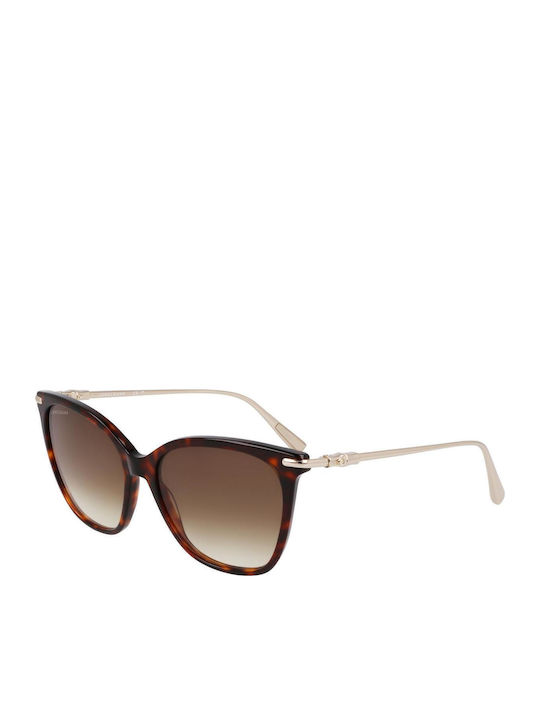 Longchamp Women's Sunglasses with Brown Tartaruga Plastic Frame and Brown Gradient Lens LO757S 242