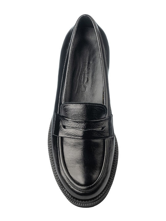 Leather Women's Loafers in Black Color