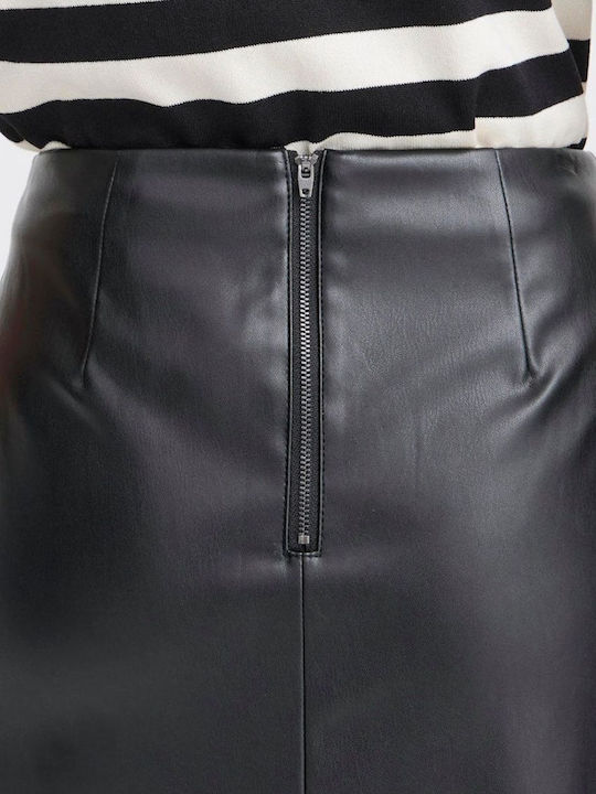 Leather Midi Skirt Envelope Black