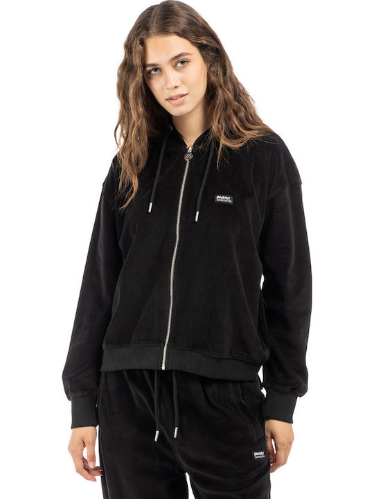 Women's Sweatshirt Jacket Velvet Hooded Black