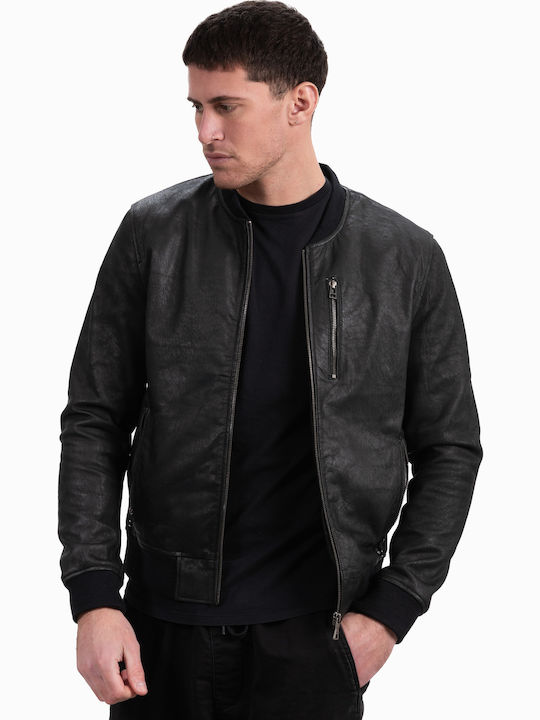 Sugar Vintage Sheep Leather Jacket Biker Black