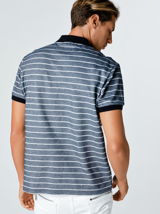 Snta Polo Piqué Striped Short Sleeve & Contrast Details Striped Blue