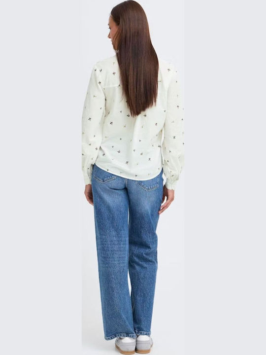Langärmelig Damen Hemd Off-white