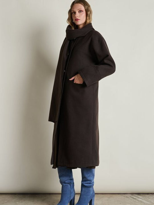 Дамско Brown Палто Oversized с копчета