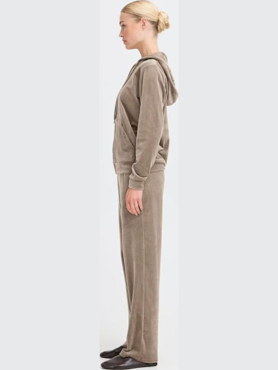 Sweatpants Set Velvet Beige/brown
