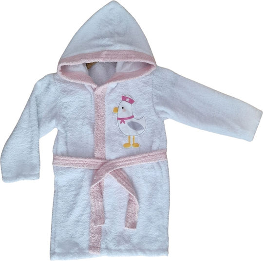 Elma Cocuk Kids Hooded Bathrobe Λευκο-ροζ Elma Cocuk Kids Hooded Bathrobe Λευκο-ροζ