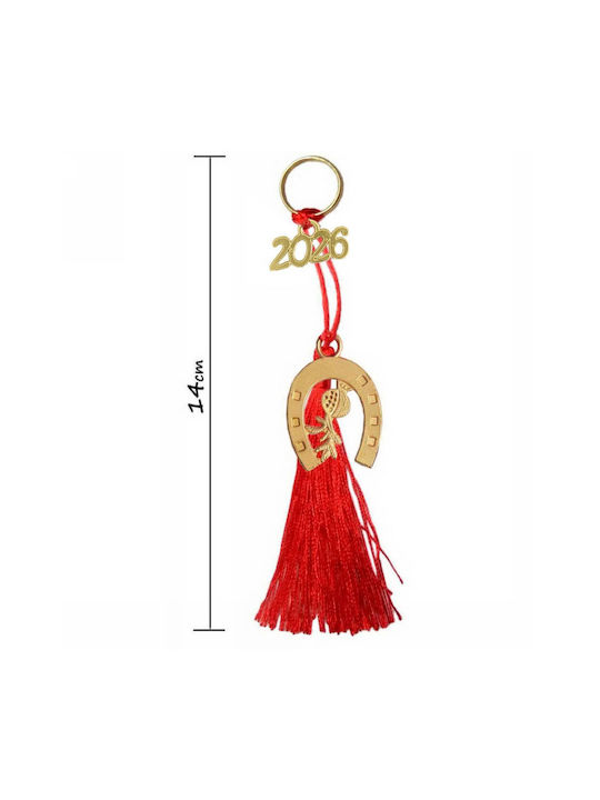 Tatu Moyo Lucrat manual Suspendata Amulet Potcoavă Roșu 2026 14cm 1buc