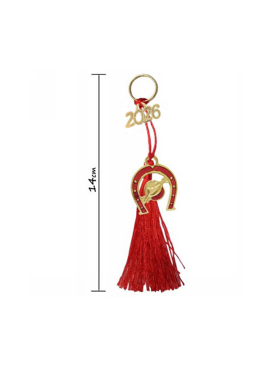 Tatu Moyo Lucrat manual Suspendata Amulet Potcoavă Roșu 2026 14cm 1buc