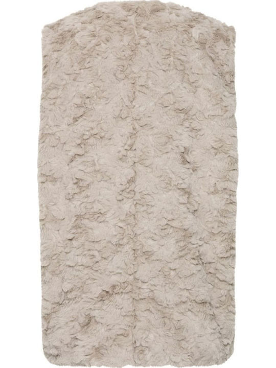 Women's Sleeveless Short Fur Beige-cigar