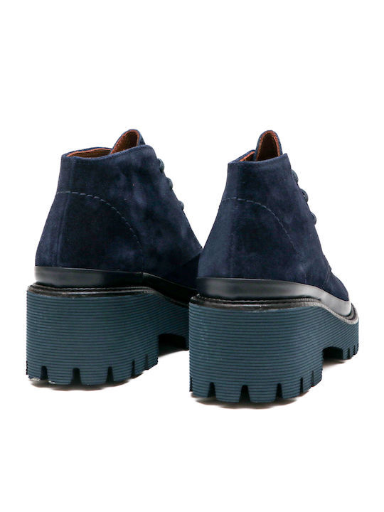 Leder Stiefeletten Damen Marineblau