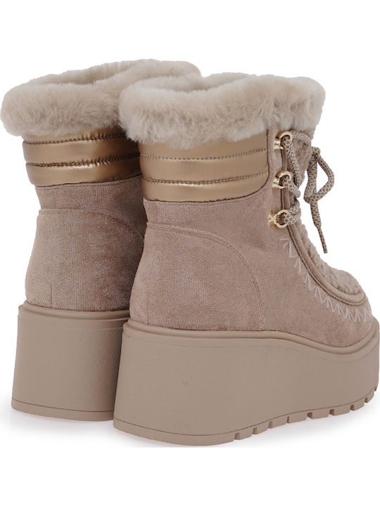 Wildleder Stiefeletten Damen Beige