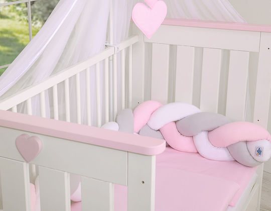 My Sweet Baby Crib Bumpers Braided Inside White, Gray, Pink
