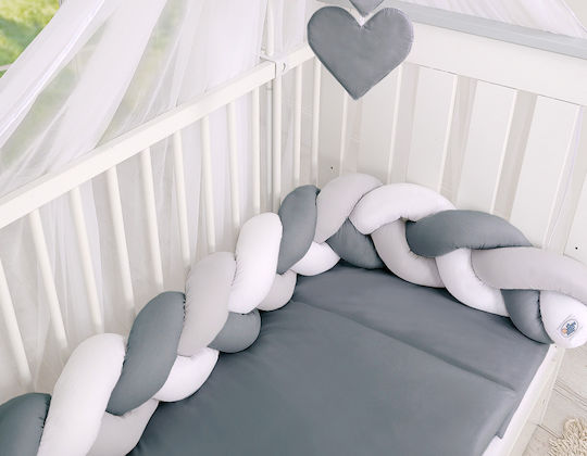 My Sweet Baby Crib Bumpers Braided Inside White, Gray, Anthracite
