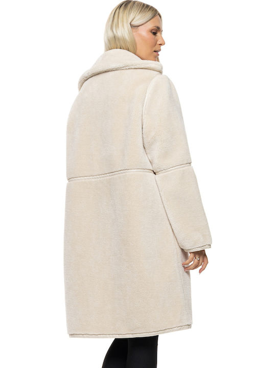 Дамско Off White Палто с цип
