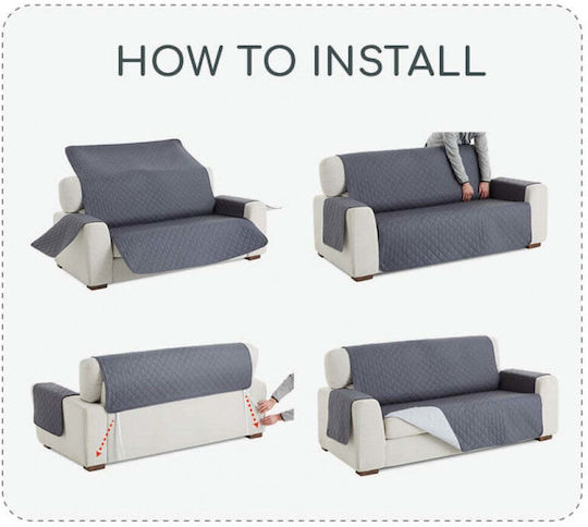 Sofazip Husă Elastică Canapea cu patru locuri Navy Blue-grey 220εκ. 1buc SZMATBLMGRI