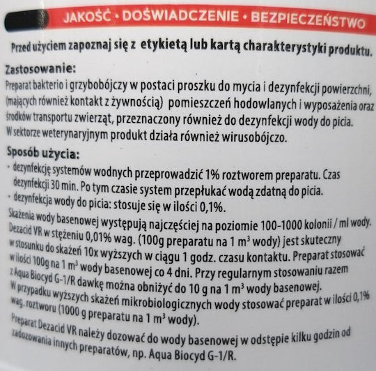 Acrylmed Dezacid Vr White Granules Aerobic Water Disinfection 0,4 Kg