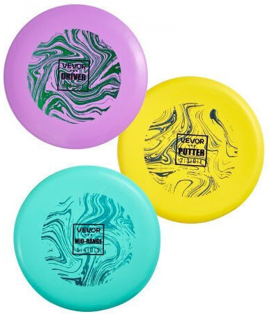 Vevor Disc Golf Set Disc Golf Starter Set 3 Pieces Flying Discs Beginners Full Body Strength Training Putter Mid-range Driver PDGA Approved Outdoor Yard Lawn Beach Park