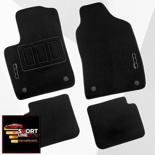 Set of Front and Rear Mats 4pcs for Fiat 500 Black