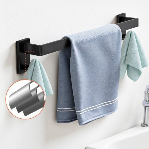 Set of Black Matte Bathroom Accessories Vevor 5 Pieces Bathroom Accessories Stainless Steel 24-inch 61.0 Cm Towel Bar Towel Rack 2 Towel Robe Hooks Toilet Paper Holder Bathroom Wall-Mounted