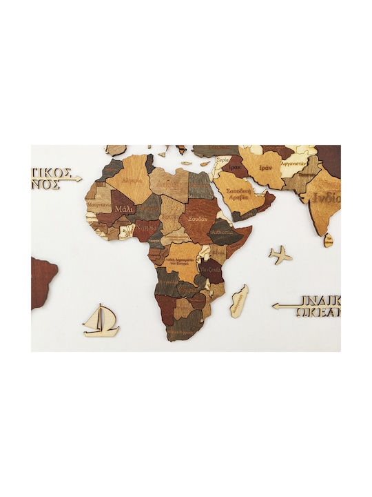 New Wooden 3D World Map Wall Decor 115 x 65 Names Code 94255