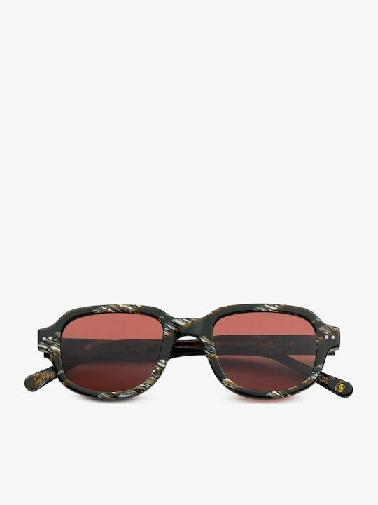 De Sunglasses The Roots Damen Sonnenbrille mit Mehrfarbig Kunststoff Gestell und Rot Linse