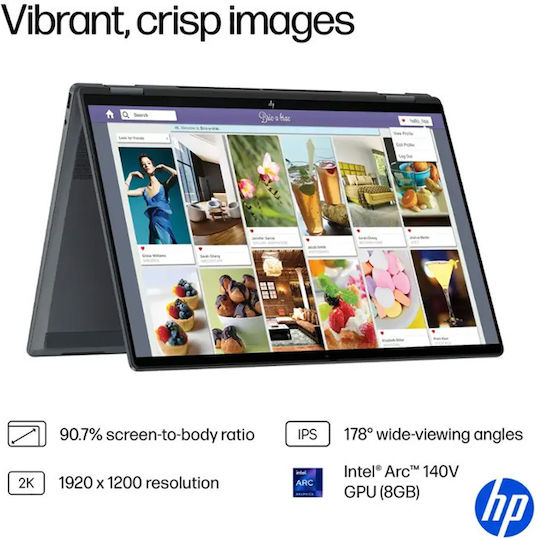 HP OmniBook X Flip 2-in-1 16" IPS FHD+ Touchscreen (Kern Ultra 7-256V/16GB/1TB SSD/W11 Startseite) Eclipse Grau (Englisch (US) Tastatursprache)
