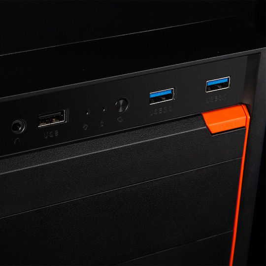 Logic J23 Gaming Midi Tower Κουτί Υπολογιστή με Πλαϊνό Παράθυρο Μαύρο