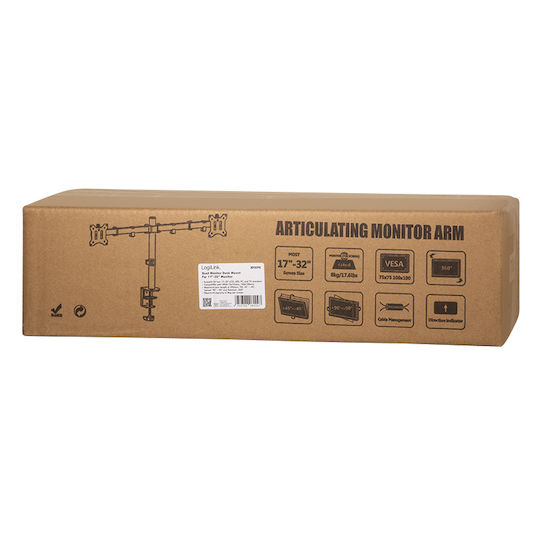 LogiLink Stand Desk Mounted for 2 Monitors up to 32" with Arm (BP0098)