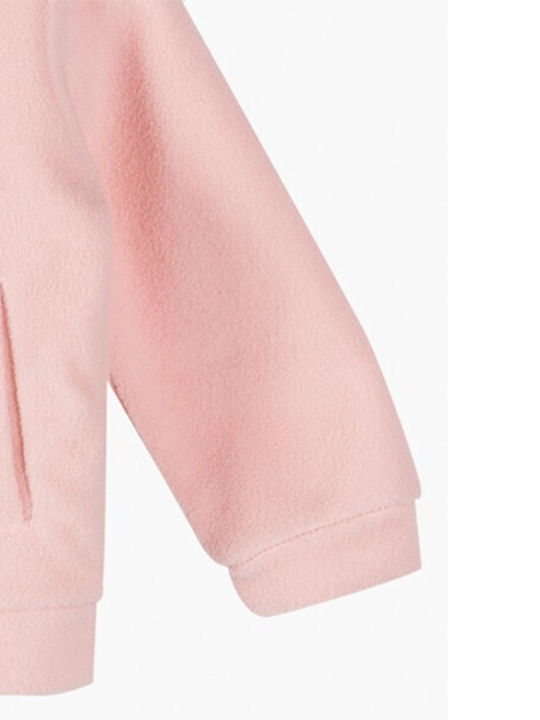 Kids Cardigan Fleece with Hood Pink