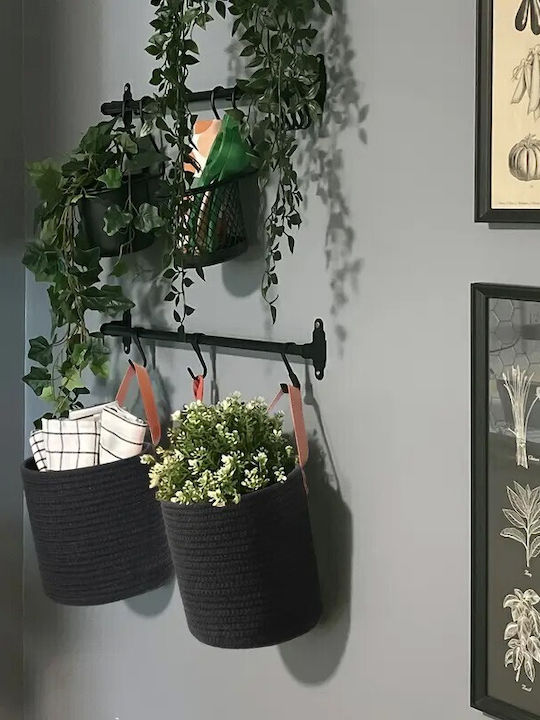 Coș Pentru Diverse Utilizări Sfoară Agățat Mâner Din Piele 17x18.5cm Vc3074 Viosarp