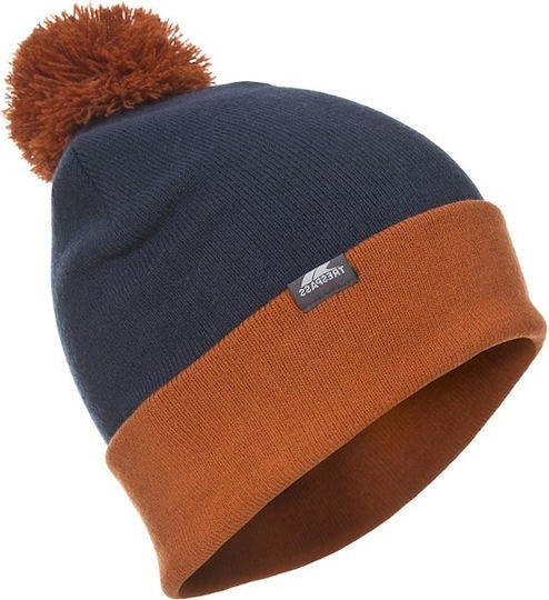 Pom Pom Beanie Unisex Σκούφος Πλεκτός σε Navy Μπλε χρώμα