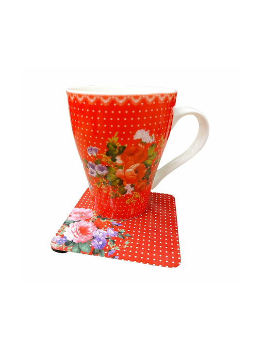 Inart Mug from Porcelain Red 330ml 2pcs