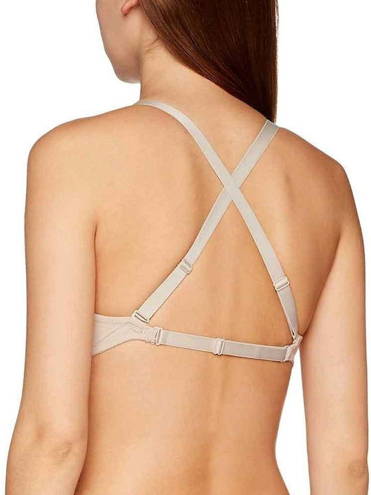Beige Bras with Light Padding and Underwire