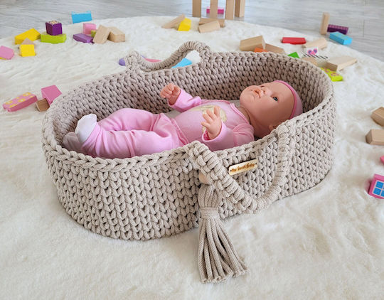 Boho Moses Basket Cotton Doll Carrier Light Beige
