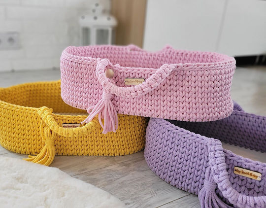 Boho Moses Basket Cotton Doll Carrier Yellow